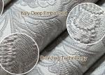 Classic Style Embossed Living Room Wallpaper with Light Green Floral Pattern