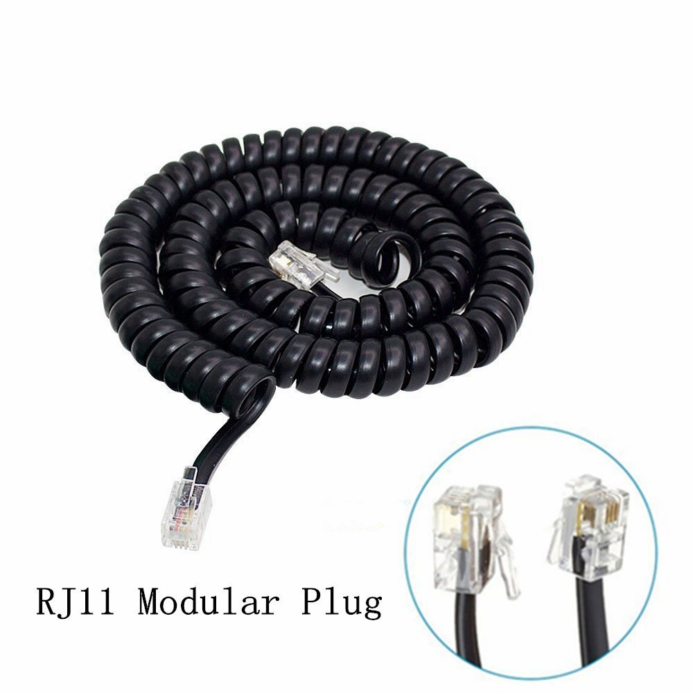 Shielded RJ12 to RJ12 6P6C Telephone Cable 24AWG Black PVC
