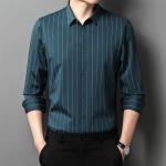 Men's Business Plaid Stripes Shirts in 100% Cotton with Long Sleeve and Free