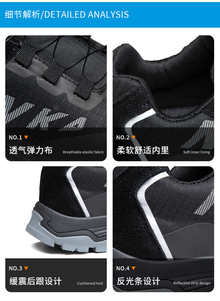 Kevlar Midsole BOA Rotating Button Work Shoes European Standard Steel Toe Anti Smashing MD Sole Safety Shoes