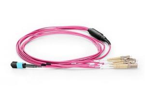 China Aqua To LC 8F Core OM4 Mpo Optical Fiber Patch Cord factory