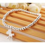 5mm Sterling Silver Beads Bracelet with 925 Silver Horse Charm 6.5 inches