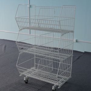 Multi Layers Shelf Fittings Wire Mesh Collapsible Metal Stackable Baskets