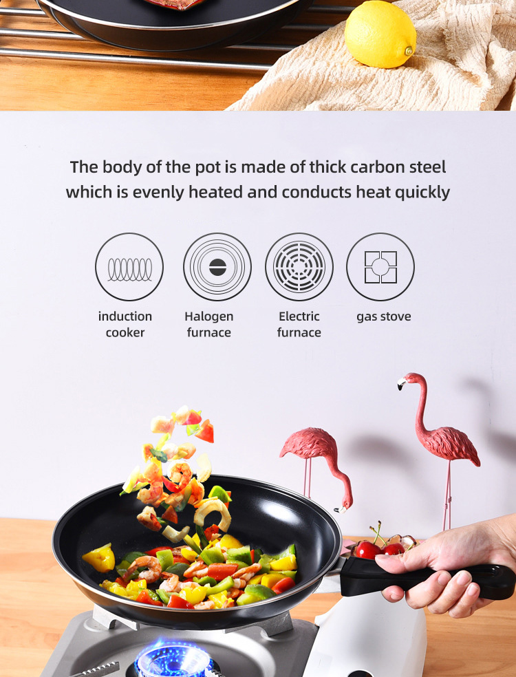 OEM/ODM Kitchen Cooking Pan Cookware Induction Bottom Carbon Steel Nonstick Fry Pan