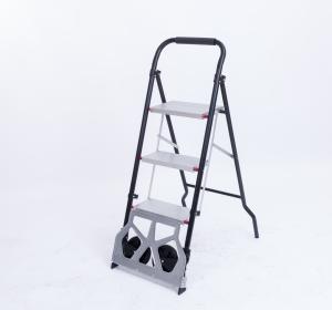 China 3 Steps Multifunctional Folding Ladder Trolley with Two Wheels factory