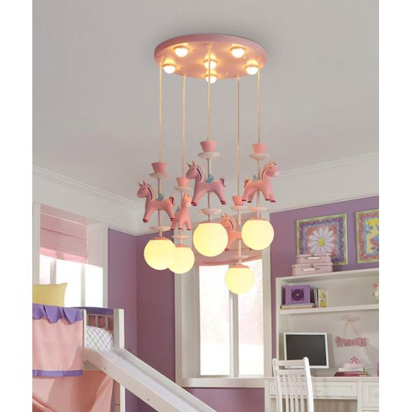 Kid Room E27 Nordic Pink Modern Pendant Light with Five or Three Heads