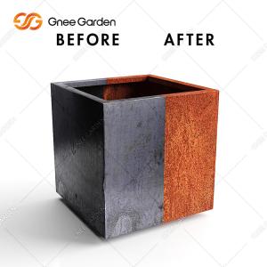 China 90*25*25cm Geometric Rectangular Metal Planter Box Corten Steel factory