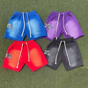 China Custom Graphic French Terry Cotton Designer Oversized Washed Acid Wash Shorts factory