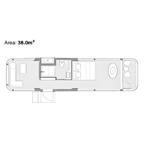 Futuristic 28 And 38 Square Meter Space Capsule House With Multifunctional Areas