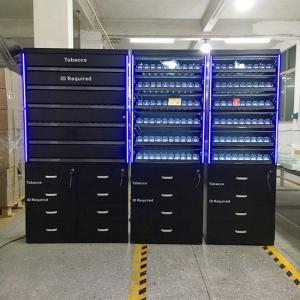 China Satom Customized Layers Automatic Door Metal Cigarette Tobacco Display Cabinet factory