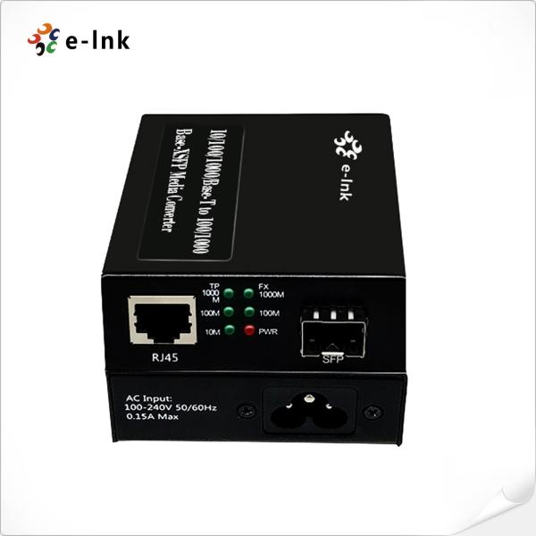 Fiber Media Converter 10/100/1000BASE-T To 100/1000BASE-X SFP Built In Power