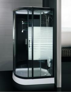 China Tempered Glass Large Massage Steam Shower Cabin Black Striped factory