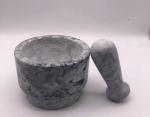 Solid Marble Stone Mortar And Pestle Set Round Shape For Kitchen Grinding Spices
