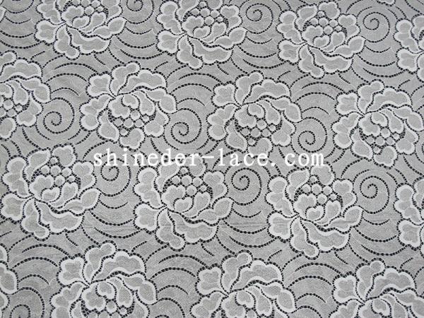 Simple / Elegant Flower Pattern Cotton Nylon Lace Fabric For Fashion Mash SYD