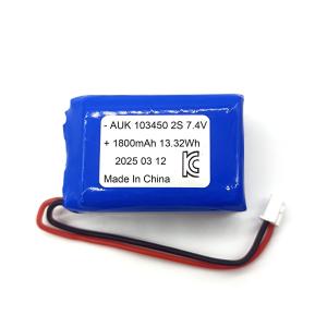 China Wholesale 7.4V 1800mAh Polymer Battery Pack For Beauty Devices, KC Certified 3.7V Li-Polymer Rechargeable Battery Model 103450 factory