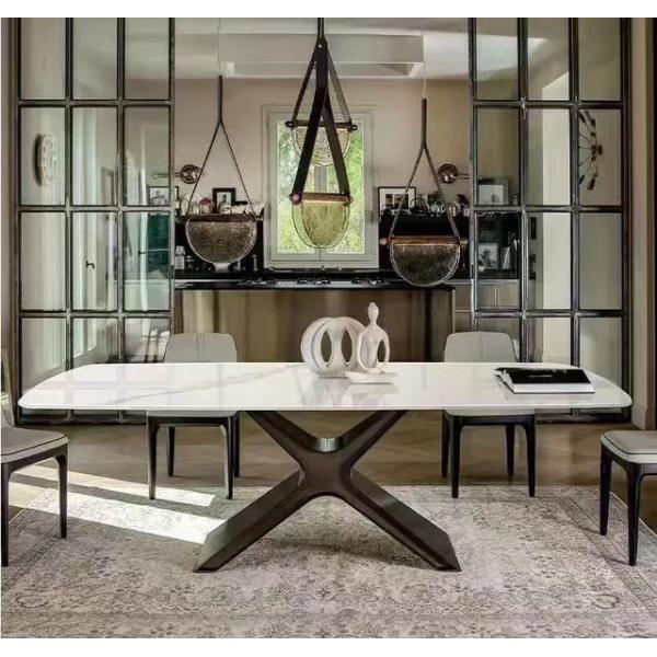 Luxury Modern Dining Table Set for 6-8 for Home Kitchen Dining Room or Hotel with Sintered Stone Top Furniture
