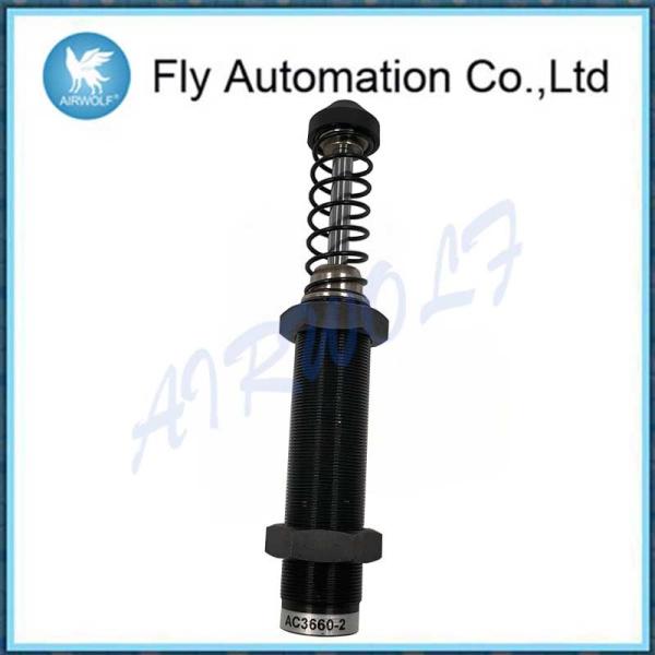 China Black Airtac Shock Absorber With Plastic Cap / AC3660-2 Hydraulic Buffer factory