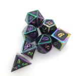 Surface Hand Carved Resin Polyhedral Dice Set Metallic Brass