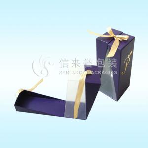 China Mini purple wine display boxes with yellow ribbon factory