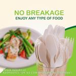 Compostable Cutlery Set Eco-Friendly Heavy Duty Utensils (50 Forks, 50 Spoons,
