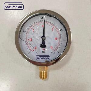 China SS304 Case Compound Gauge Pressure Gauge Radial Direction -1-1bar -15-15psi 100mm Oil Filling factory