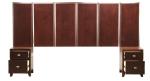 Walnut wood veneer wooden king size headboard with night stands of hotel bedroom