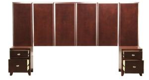 China Walnut wood veneer wooden king size headboard with night stands of hotel bedroom furniture,hospitality casegoods factory