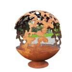 corten Steel Sphere Outdoor Wood Fire Pit garden laser cut fire ball