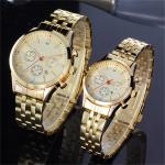 Antiscratch Couple Quartz Watch Hardened Glazed 3eye Sixneedle
