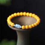 Fashion Jewelry Round Donut Yellow Amber Natural Yellow Piebald Amber Bracelet
