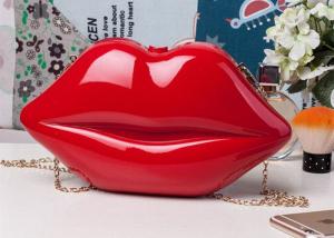 China Trendy Stylish Adorable Makeup Acrylic Clutch Bag Lip Shaped As Cosmetic Bag factory