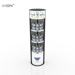 China 3-Tiers White Graphics Beverage Kiosk Displays Shelf Design on sale