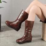 S237 Warm genuine leather handmade women's shoes thickened woolen cotton shoes