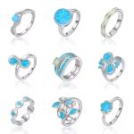 Blue Green Quartz Gemstone Opal Ring Silver Band 925 Sterling Silver Ring