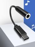 Black TPE External 3.5MM Aluminum Alloy Shell Type C To Female Stereo Audio