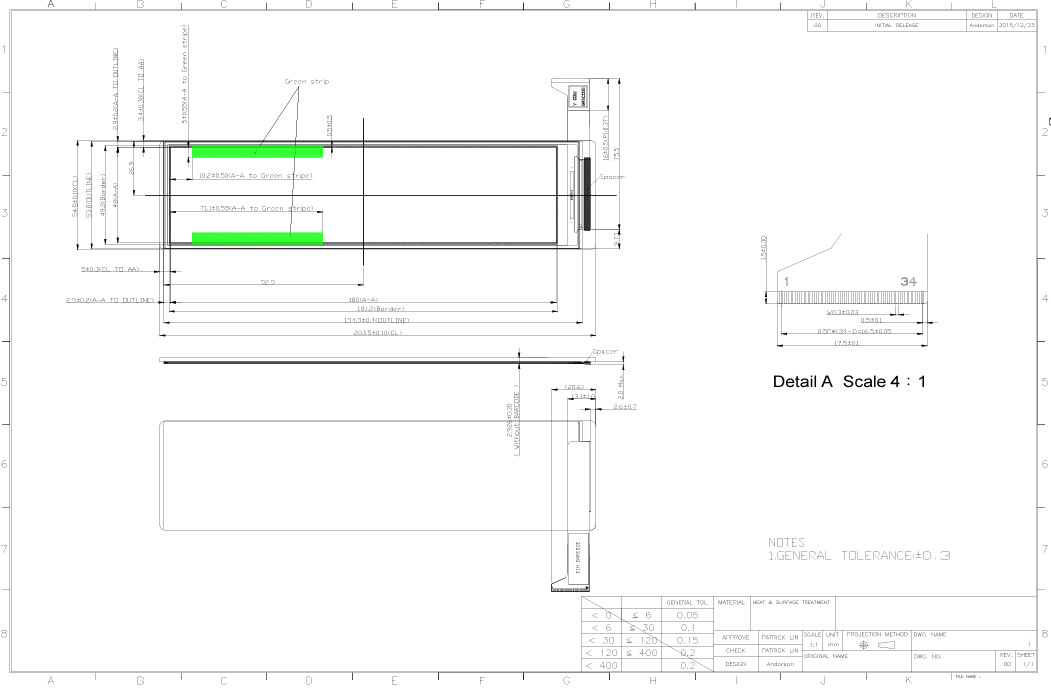 7.33'' 200*750 Monochrome Reflective E-Paper Display EPD