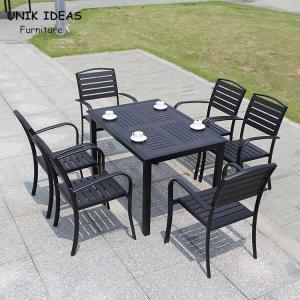 China Patio Garden Furniture Black Waterproof Outdoor Dining Table D80xL120xH73CM factory