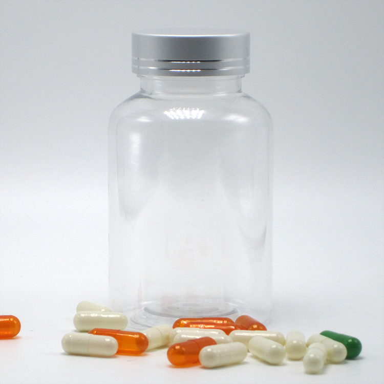 PET Plastic Bottle Boston Round White/Transparent Medicine Containers with Child Resistant Lids