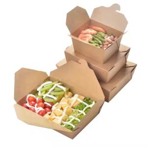 China Fast Food Takeaway Packaging Box Made of Biodegradable Kraft Paper with Custom Printing and Oil Resistance factory