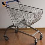 Fan Shaped V Type Foot Metal Shopping Trolley Cart For Supermarket