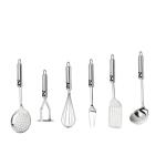 7 Piece Sustainable Utensils Stainless Steel Metal Silicone Kitchen Tool and