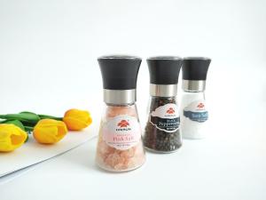 China Ceramic Core Pepper Mill Glass Bottle Manual Salt Spice Grinder / Manual Salt And Pepper Grinder factory