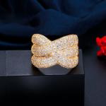 Colorful Rainbow CZ Gold Ring For Women Girls Fashion Engagement Wedding Ring