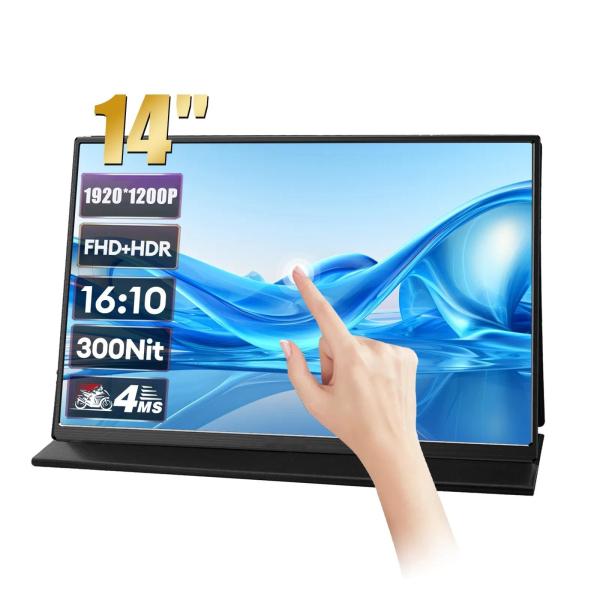 China Wireless Portable LCD USB Monitor Touchscreen 1920x1200 14 Inch For PS4 PS5 factory