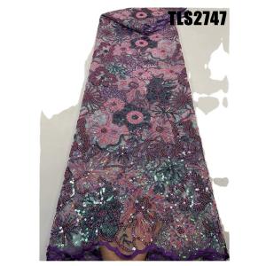 China New Arrival Quality Fancy Sequin Embroidery Mesh French African Lace Fabric For Formal Dress Abaya Dubai factory