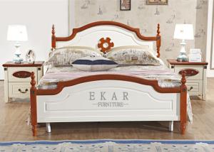 China Latest European Mediterranean Style Bedroom Furniture Ivory Wood Double Bed Designs factory