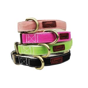 China Adjustable Canvas Cotton Decorative Pet Dog Collars And Leashes Plaid factory