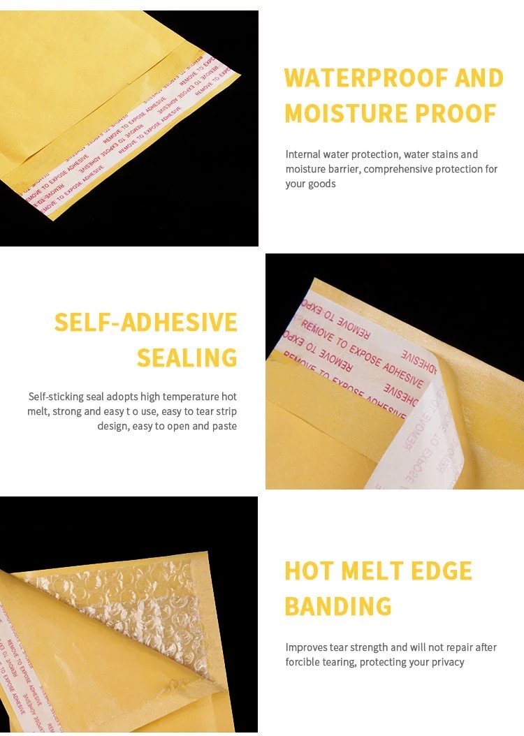 2 Sealing Sides Kraft Paper Bubble Mailers 7*8'' Matt Surface Self Adhesive Seal