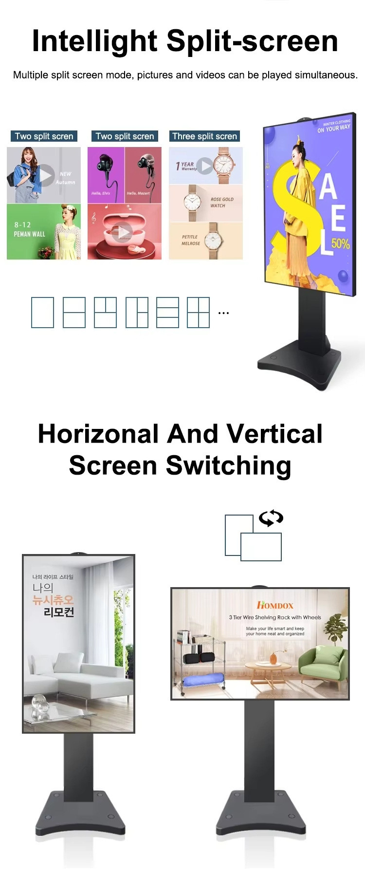 Shop 55 65 Inch 3000 Nit High Brightness Monitors Hanging Advertising Digital Signage Facing Window Lcd Screen Display