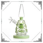Rock Hand Blown Bongs Showerhead Perc Bongs 9 Inches With Green Octopus